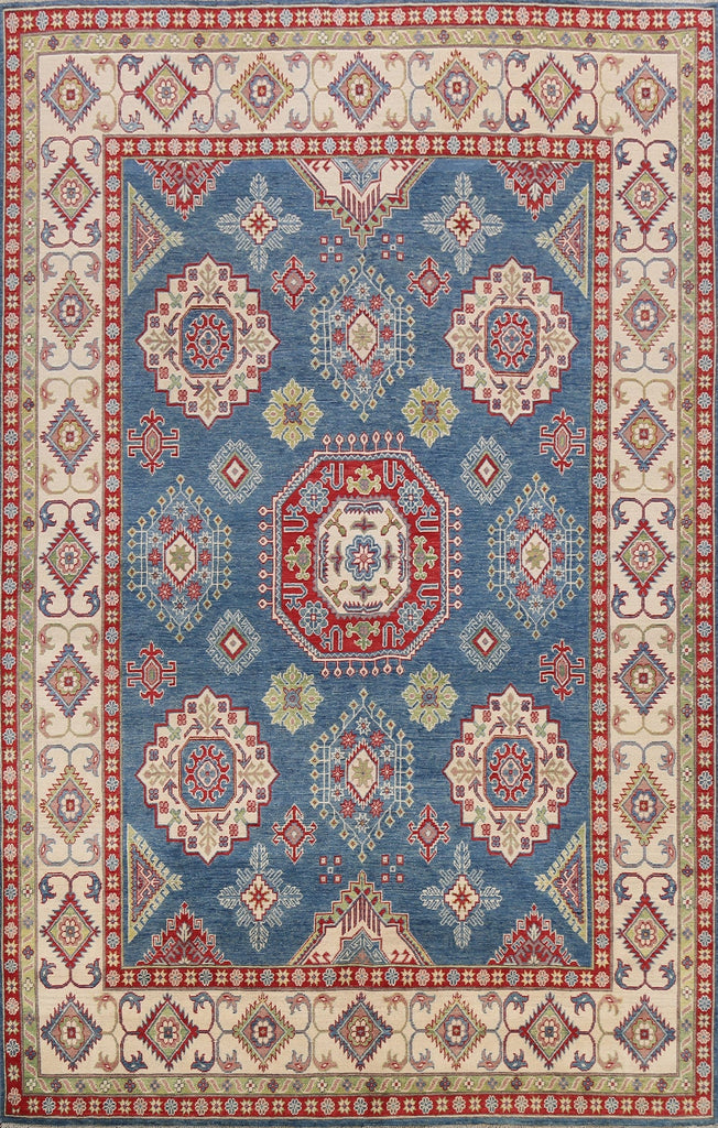 Blue Geometric Kazak Oriental Area Rug 8x10