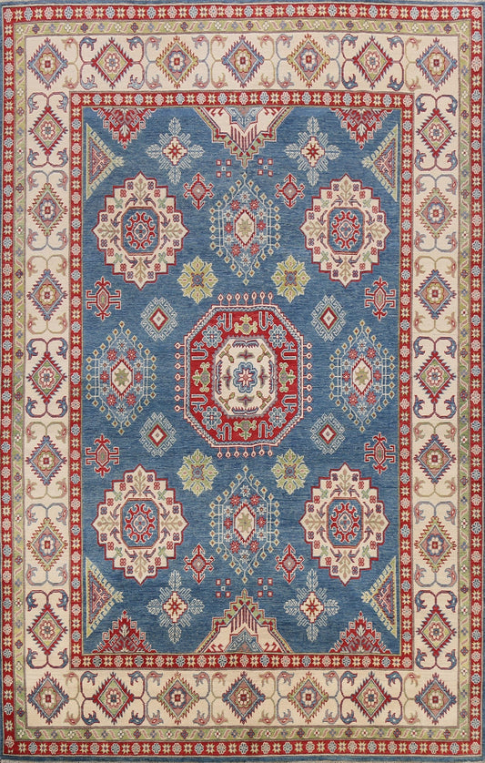 Blue Geometric Kazak Oriental Area Rug 8x10