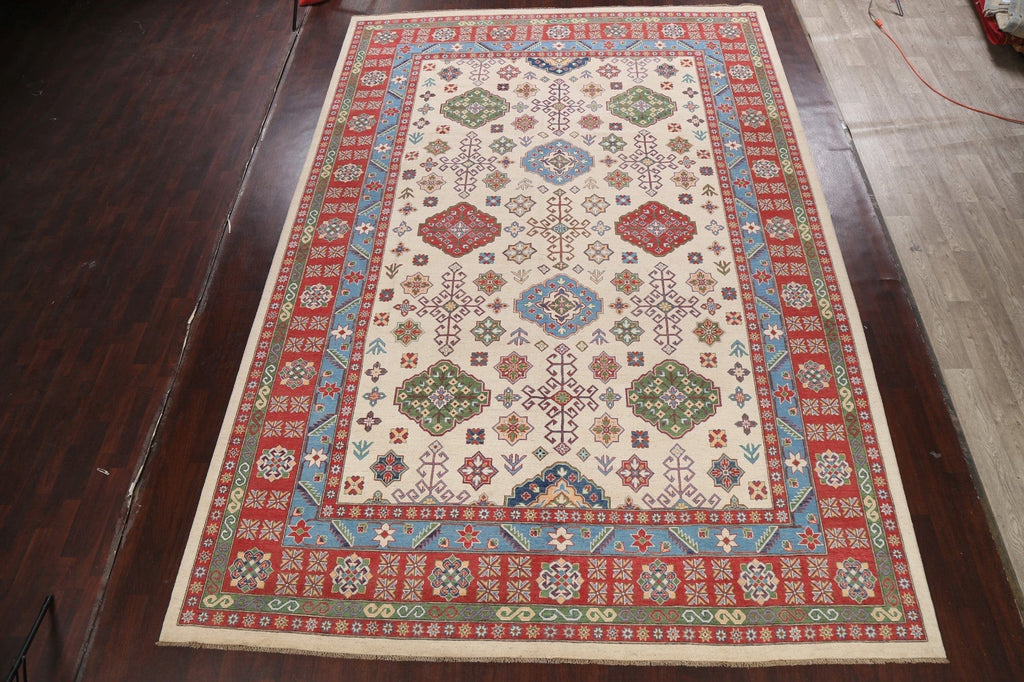 Vegetable Dye Geometric Kazak Oriental Area Rug 10x15