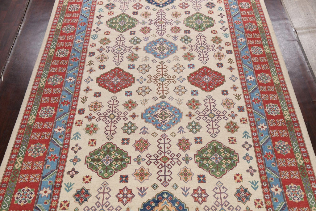 Vegetable Dye Geometric Kazak Oriental Area Rug 10x15