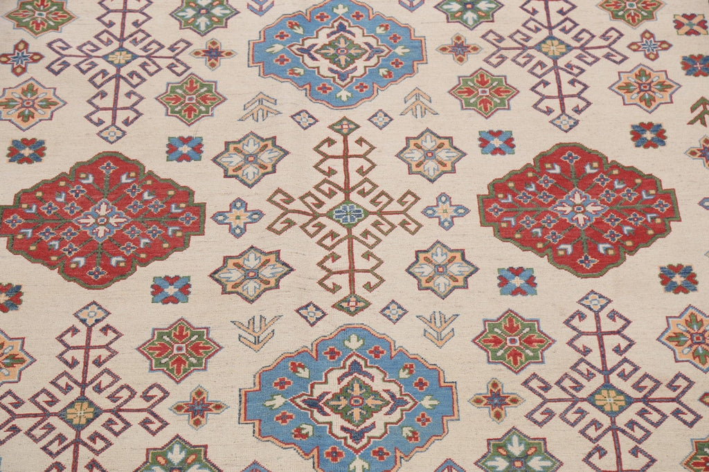 Vegetable Dye Geometric Kazak Oriental Area Rug 10x15