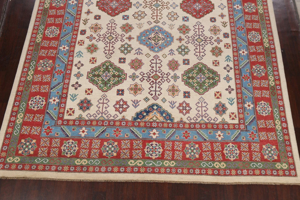 Vegetable Dye Geometric Kazak Oriental Area Rug 10x15