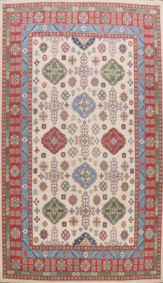 Vegetable Dye Geometric Kazak Oriental Area Rug 10x15