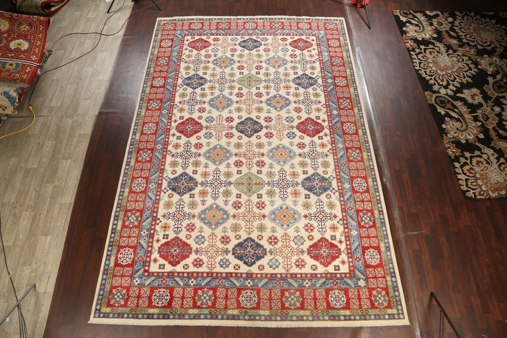 Vegetable Dye Geometric Kazak Oriental Area Rug 10x15