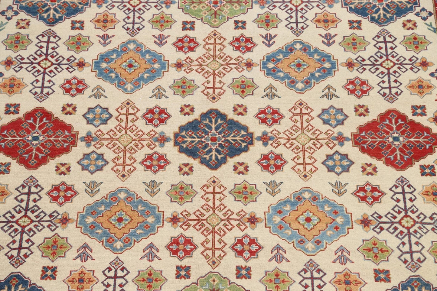 Vegetable Dye Geometric Kazak Oriental Area Rug 10x15