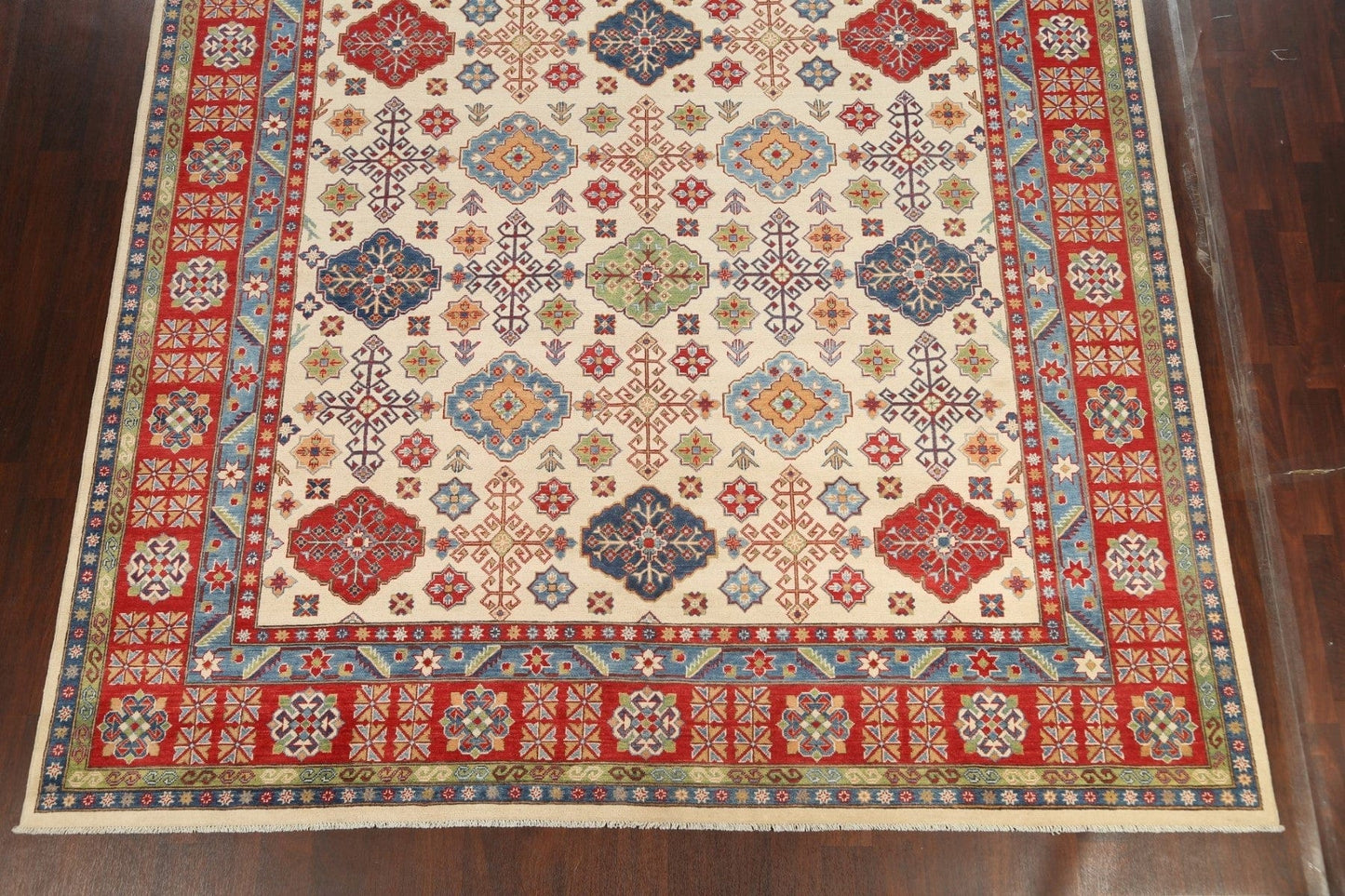 Vegetable Dye Geometric Kazak Oriental Area Rug 10x15