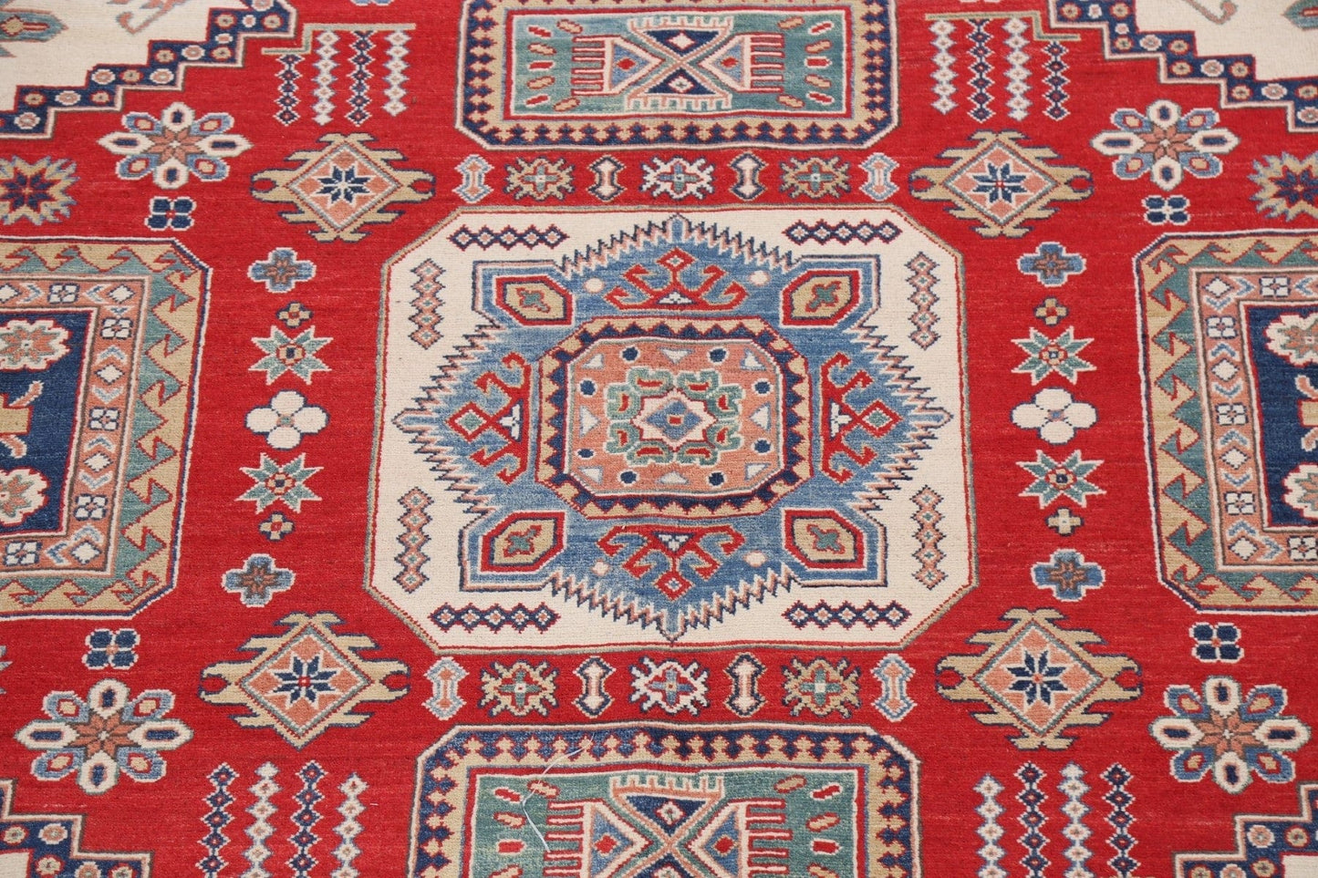 Vegetable Dye Geometric Kazak Oriental Area Rug 9x12