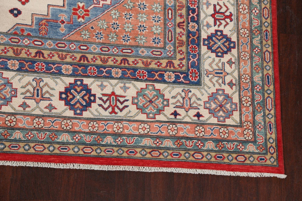 Vegetable Dye Geometric Kazak Oriental Area Rug 9x12