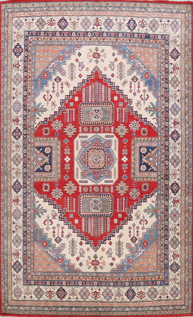 Vegetable Dye Geometric Kazak Oriental Area Rug 9x12