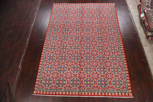 Vegetable Dye Geometric Kazak Oriental Area Rug 8x12