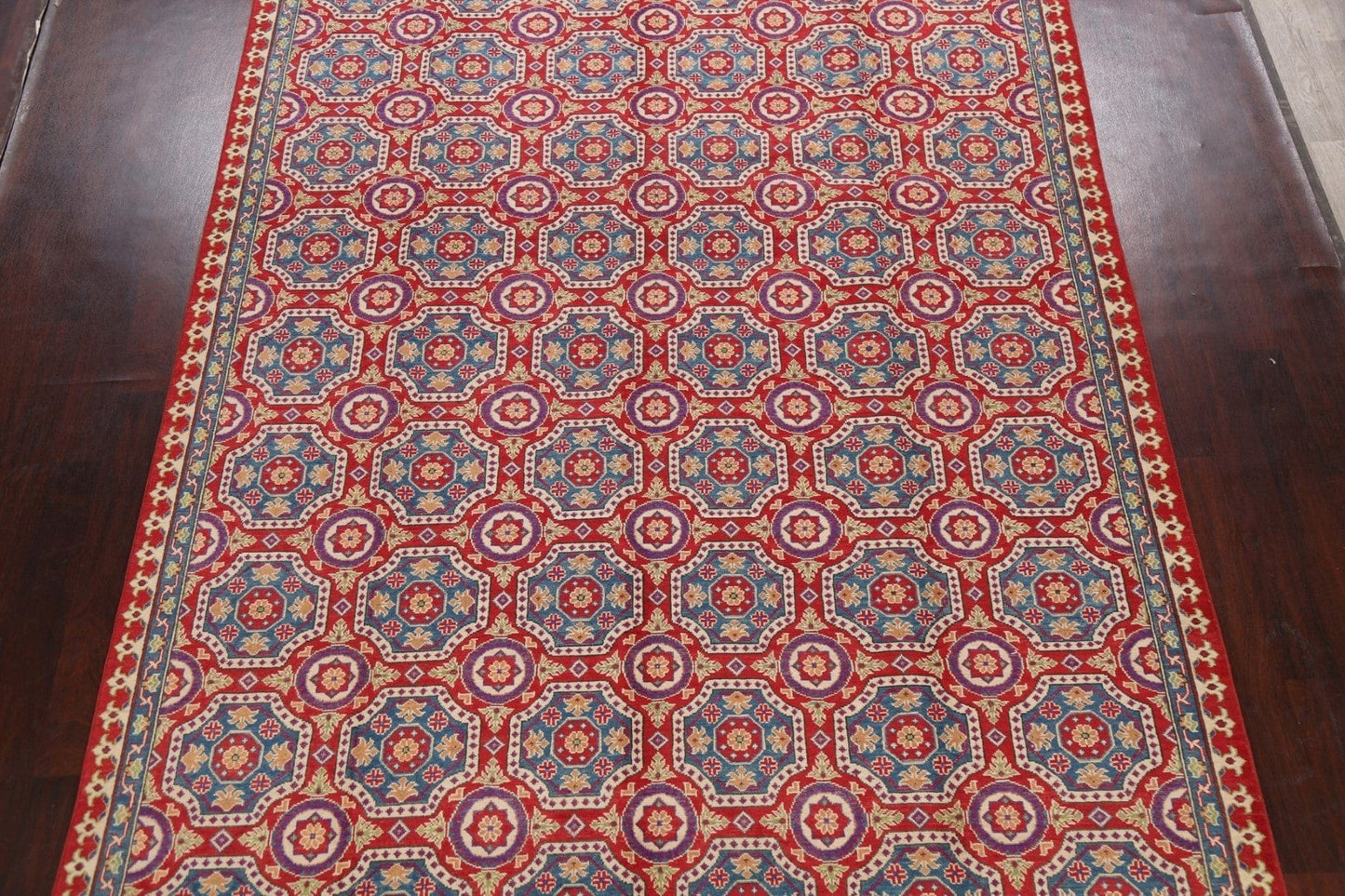 Vegetable Dye Geometric Kazak Oriental Area Rug 8x12