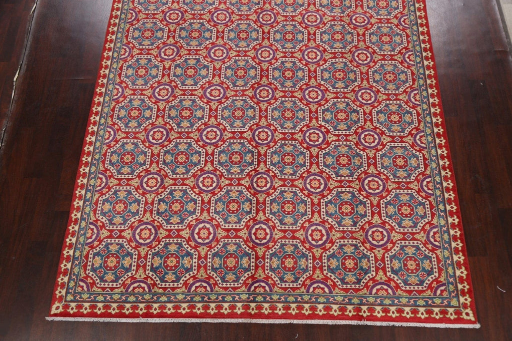 Vegetable Dye Geometric Kazak Oriental Area Rug 8x12