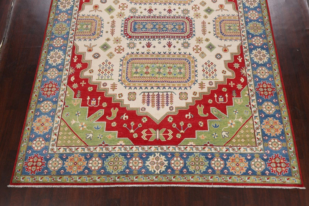 Vegetable Dye Geometric Kazak Oriental Area Rug 9x12