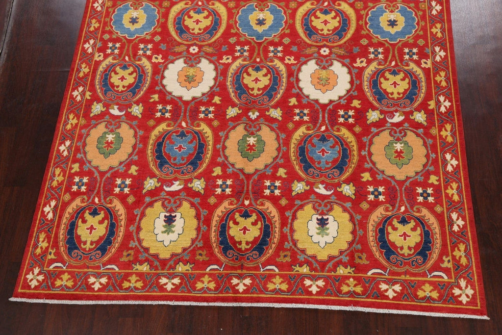 Vegetable Dye Floral Kazak Oriental Area Rug 8x11