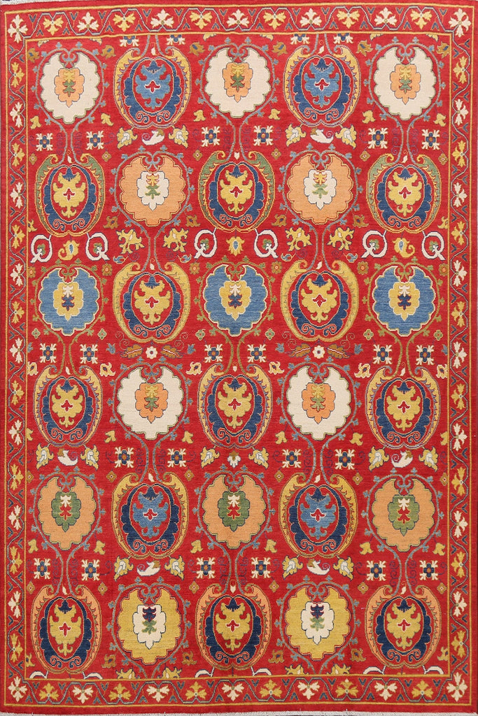 Vegetable Dye Floral Kazak Oriental Area Rug 8x11