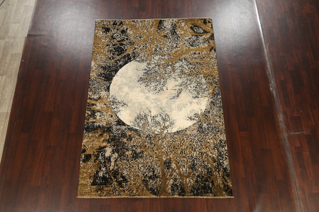 Vegetable Dye Contemporary Abstract Oriental Area Rug 6x9