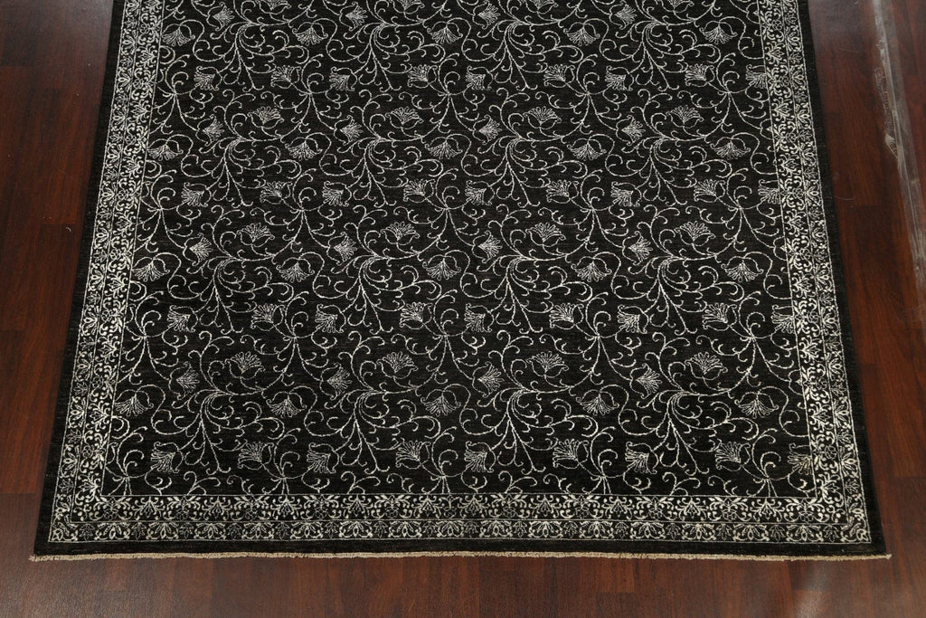 Vegetable Dye Black/ Silver Versace Oriental Area Rug 9x12