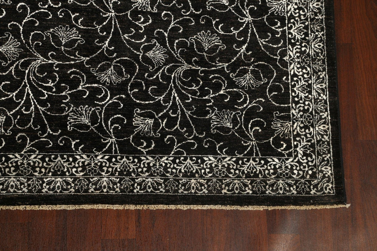 Vegetable Dye Black/ Silver Versace Oriental Area Rug 9x12