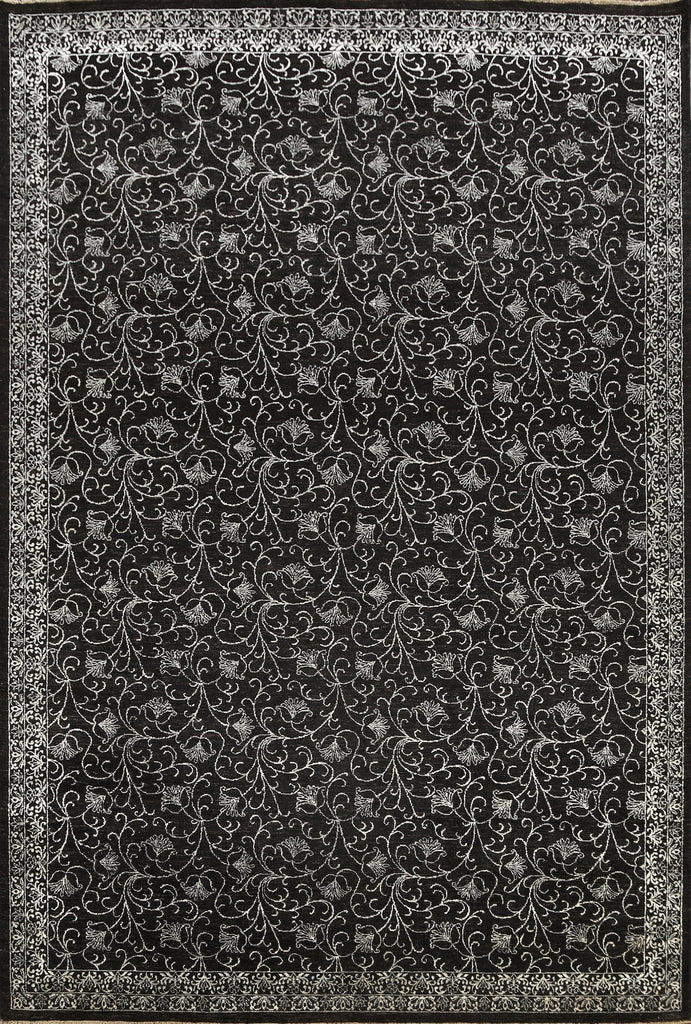 Vegetable Dye Black/ Silver Versace Oriental Area Rug 9x12