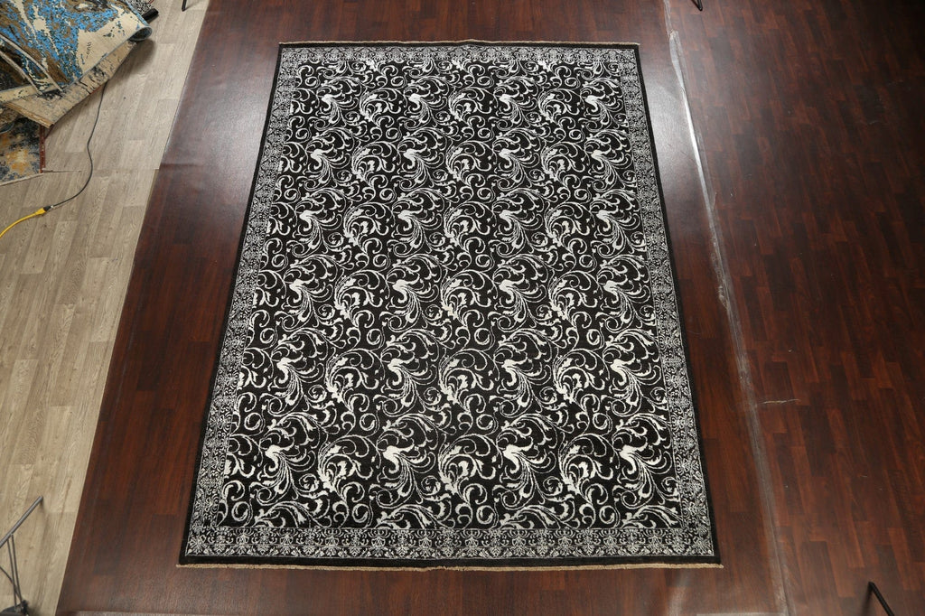 Vegetable Dye Black/ Silver Versace Oriental Area Rug 9x12