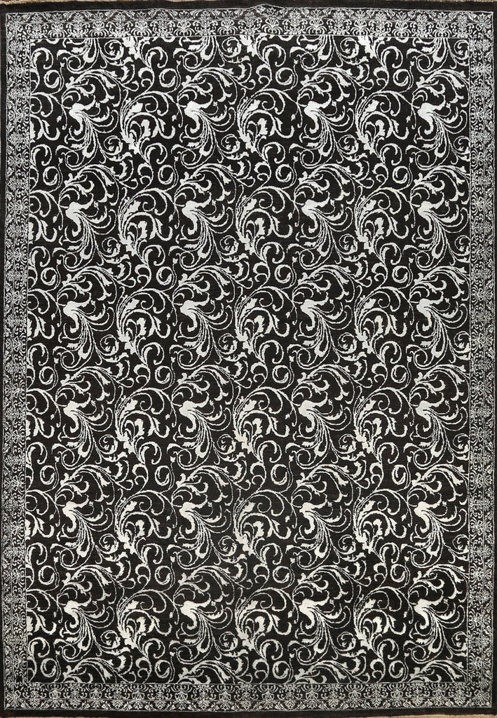 Vegetable Dye Black/ Silver Versace Oriental Area Rug 9x12