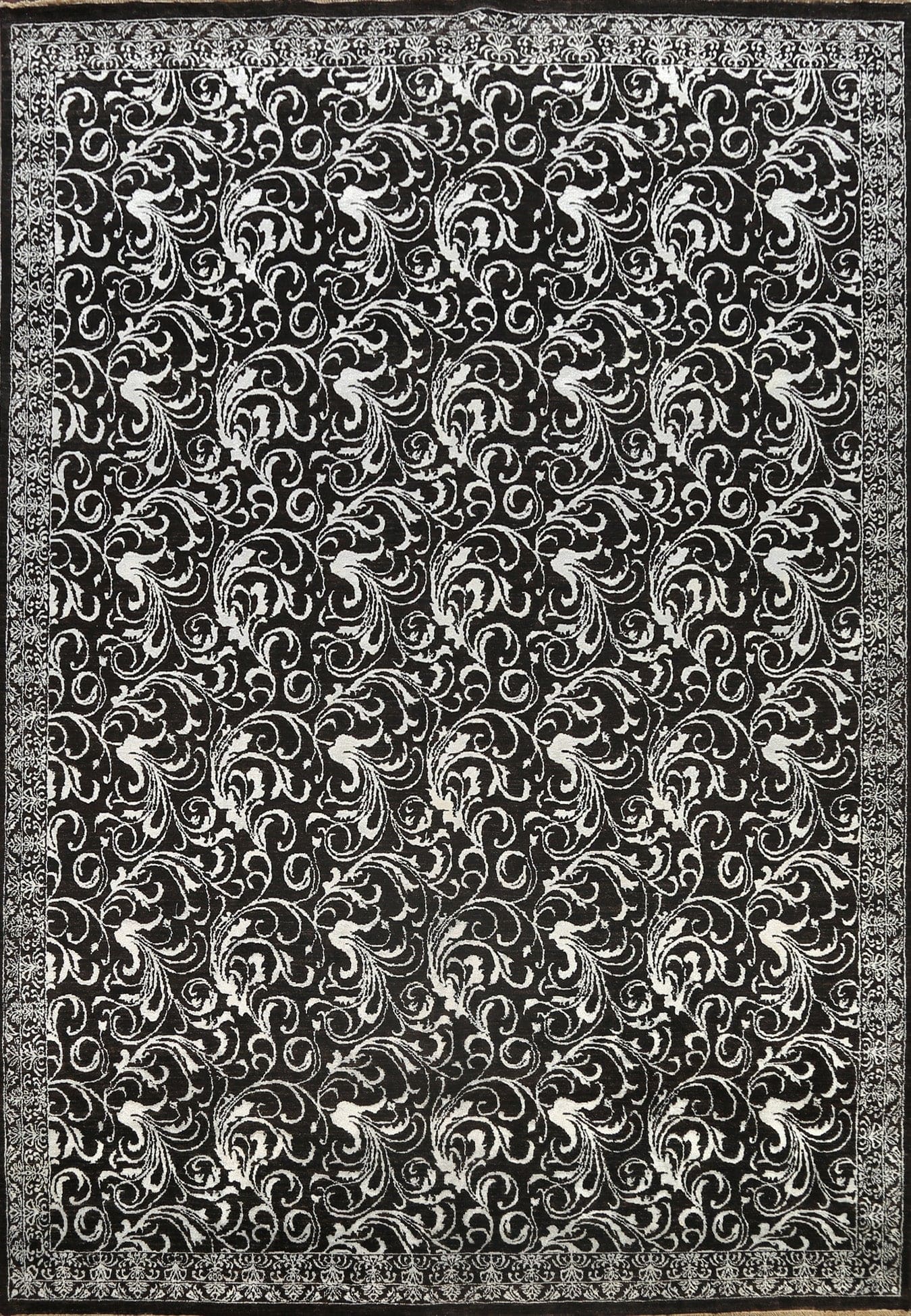 Vegetable Dye Black/ Silver Versace Oriental Area Rug 9x12