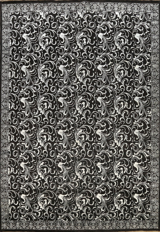 Vegetable Dye Black/ Silver Versace Oriental Area Rug 9x12