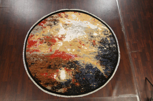 100% Vegetable Dye Round Abstract Oriental Area Rug 8x8