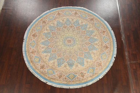 100% Vegetable Dye Round Qum Oriental Area Rug 8x8