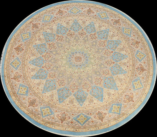 100% Vegetable Dye Round Qum Oriental Area Rug 8x8