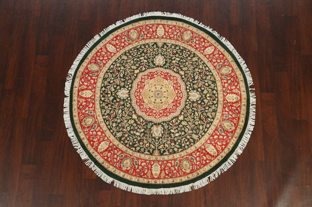 100% Vegetable Dye Round Royal Tabriz Oriental Area Rug 5x5