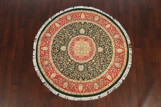 100% Vegetable Dye Round Royal Tabriz Oriental Area Rug 5x5