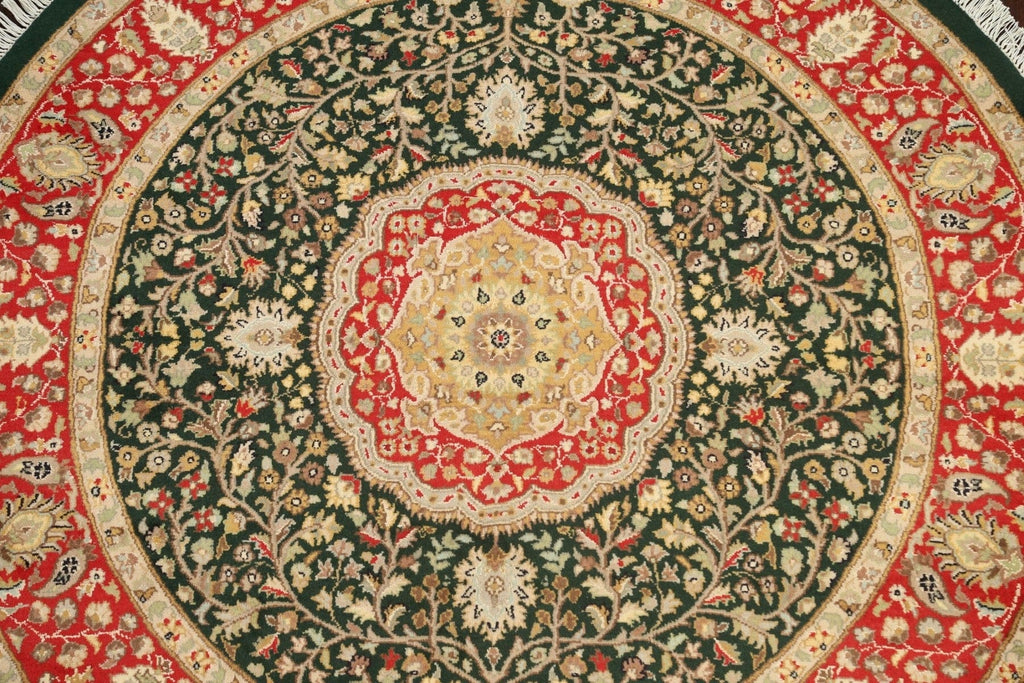 100% Vegetable Dye Round Royal Tabriz Oriental Area Rug 5x5