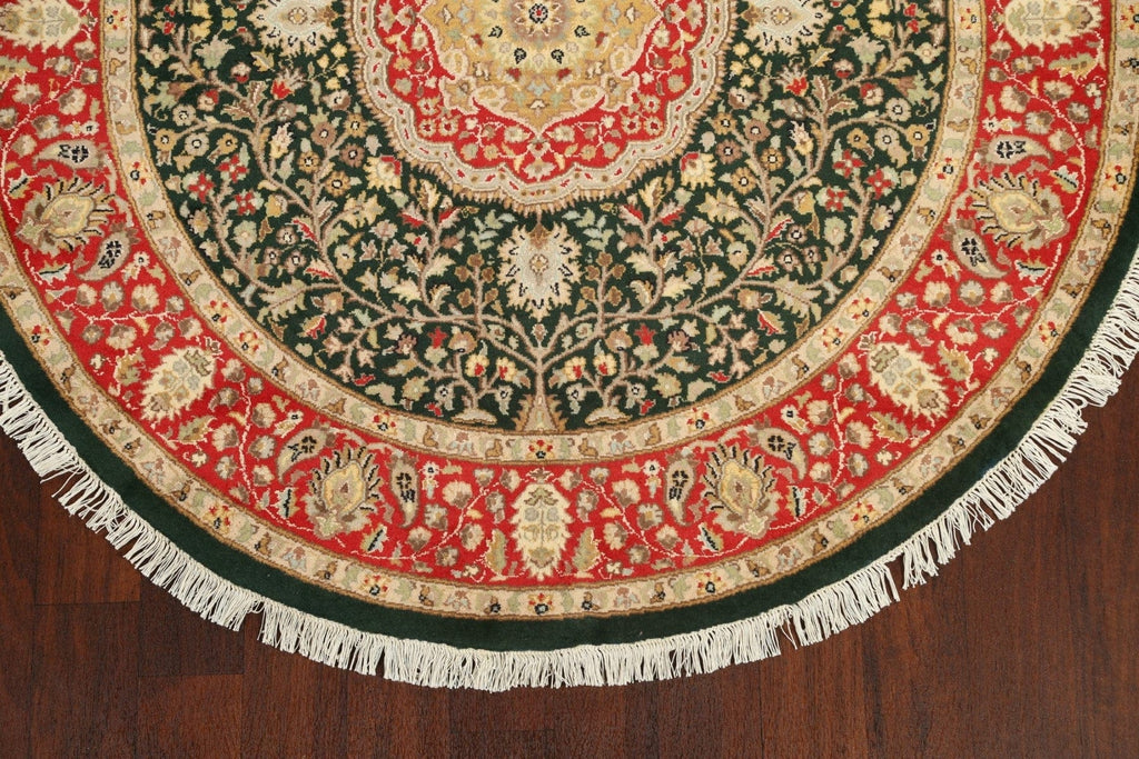 100% Vegetable Dye Round Royal Tabriz Oriental Area Rug 5x5