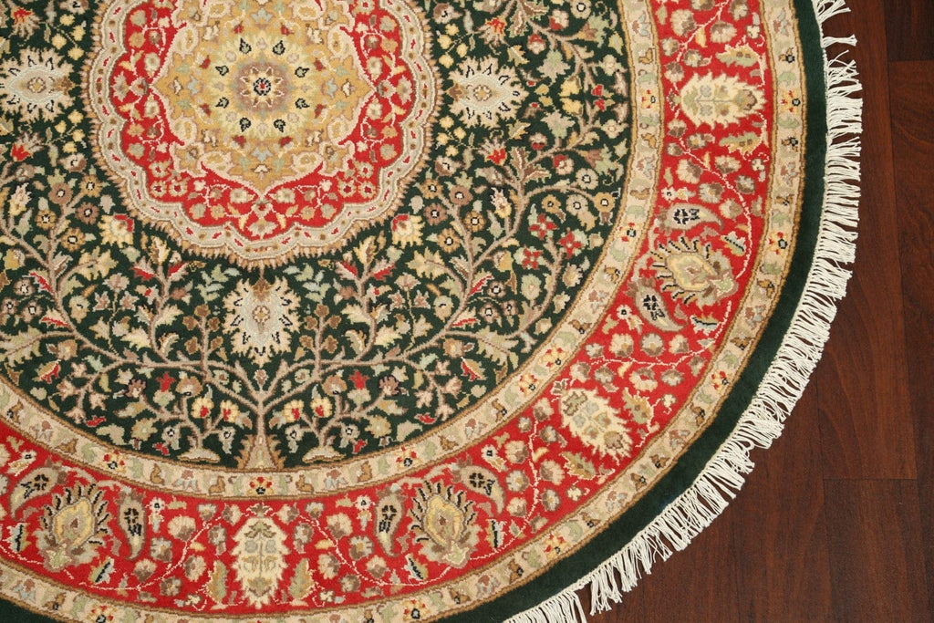 100% Vegetable Dye Round Royal Tabriz Oriental Area Rug 5x5