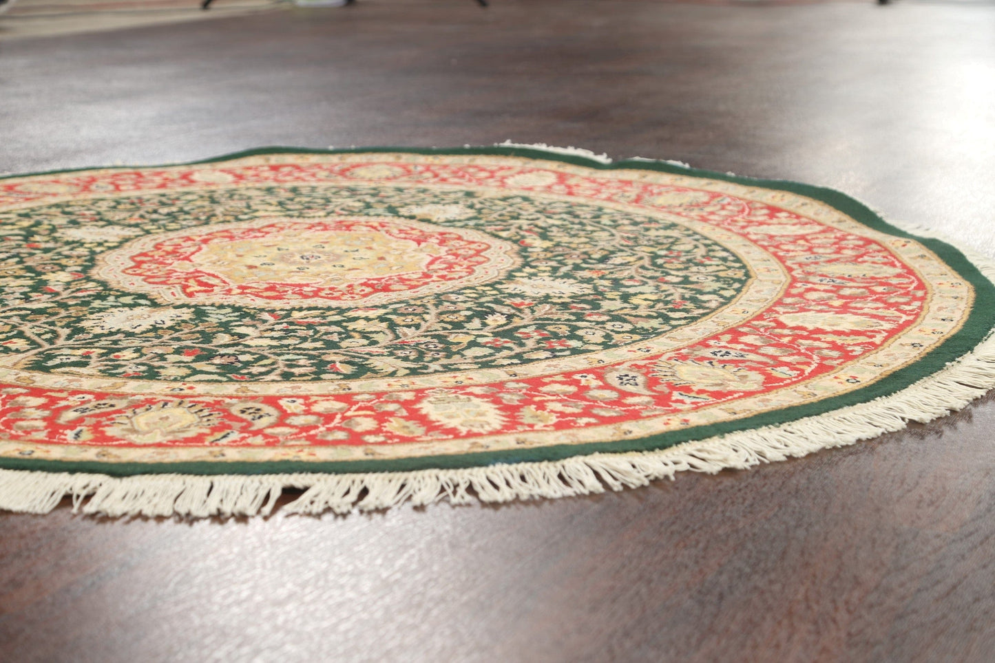 100% Vegetable Dye Round Royal Tabriz Oriental Area Rug 5x5