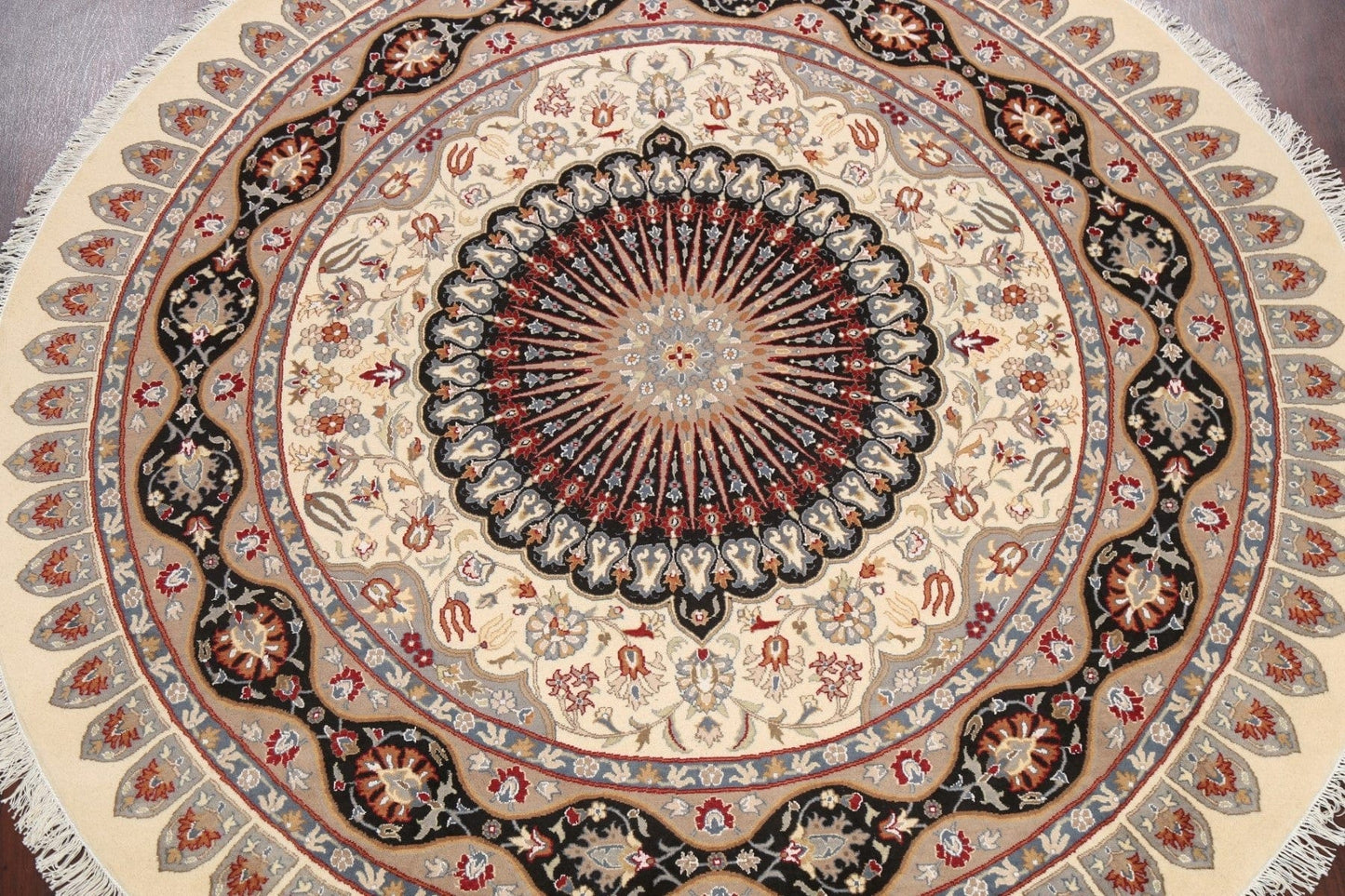 100% Vegetable Dye Round Isfahan Oriental Area Rug 9x9