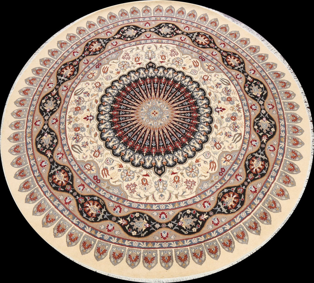 100% Vegetable Dye Round Isfahan Oriental Area Rug 9x9