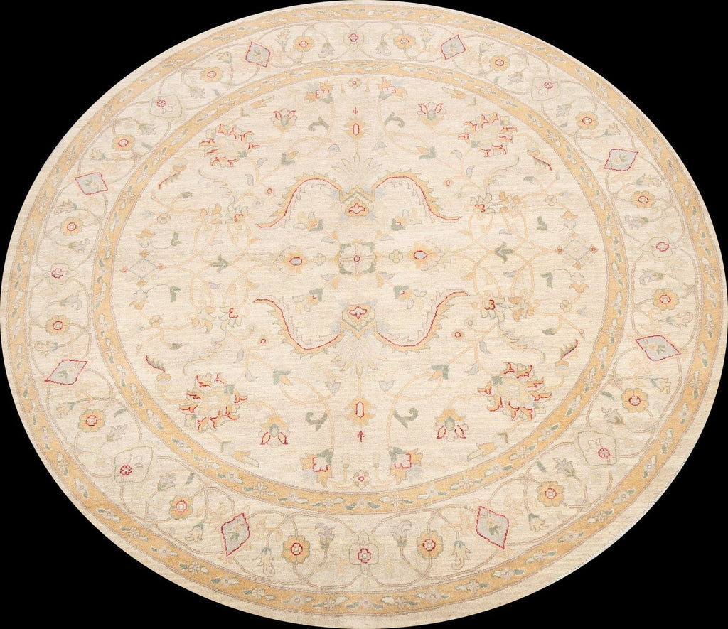 100% Vegetable Dye Round Peshawar Chobi Oriental Area Rug 8x8