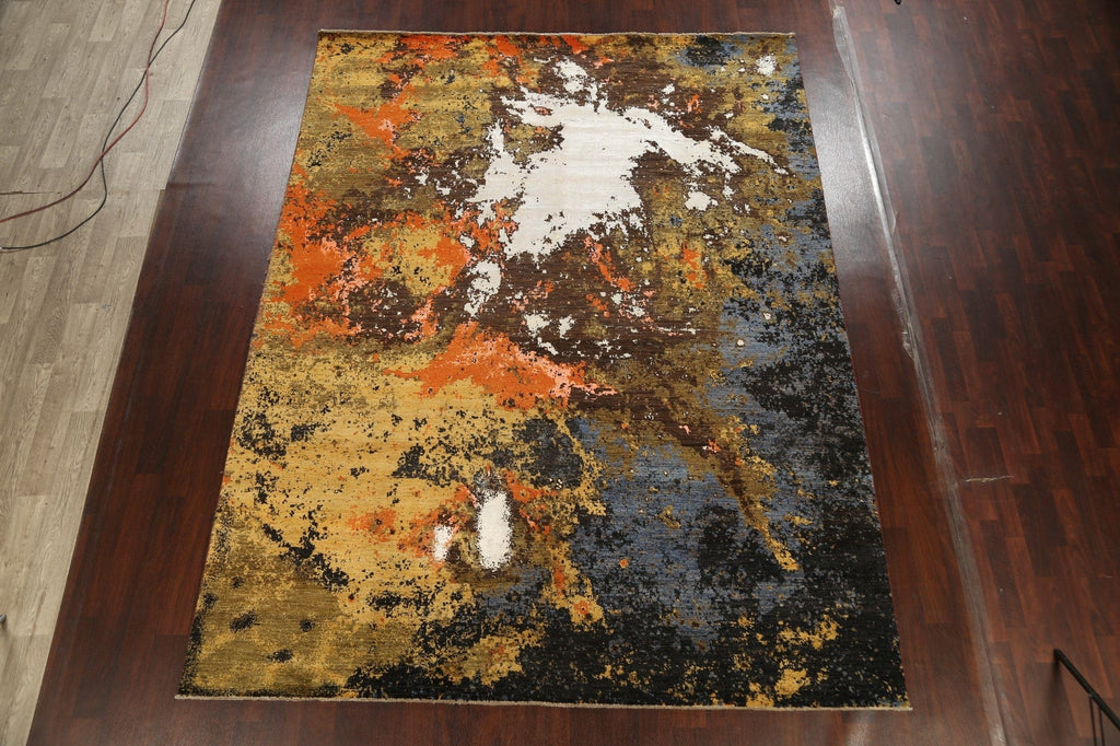 100% Vegetable Dye Contemporary Abstract Oriental Area Rug 9x12