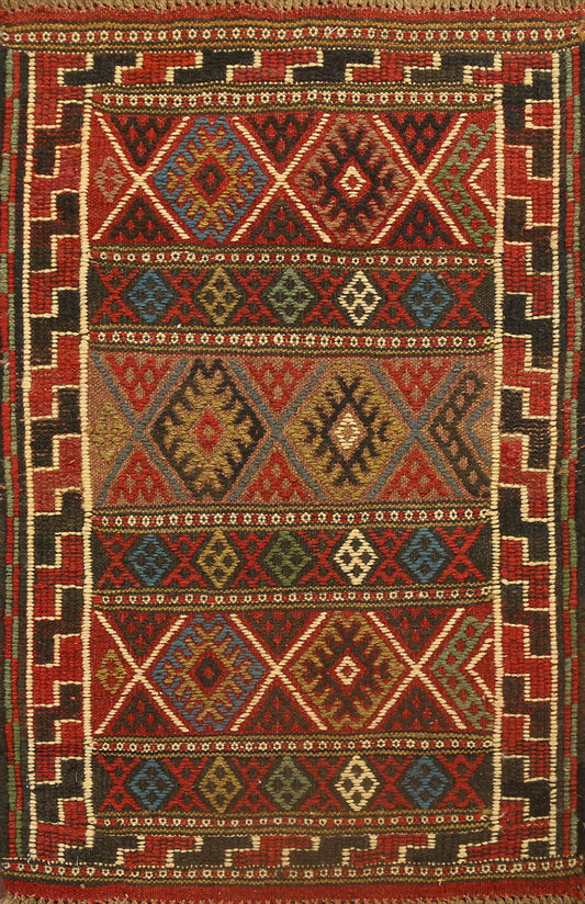 Tribal Geometric Kilim Shiraz Persian Area Rug 2x3