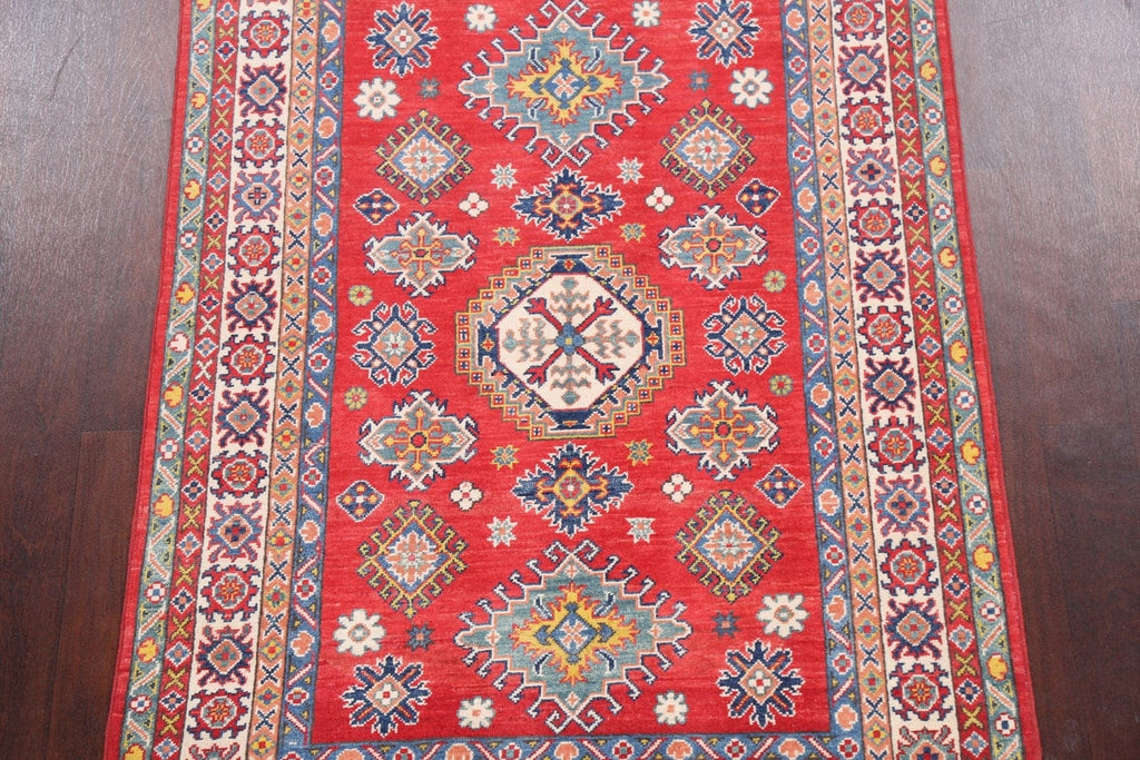 Vegetable Dye Geometric Kazak Oriental Area Rug 4x6