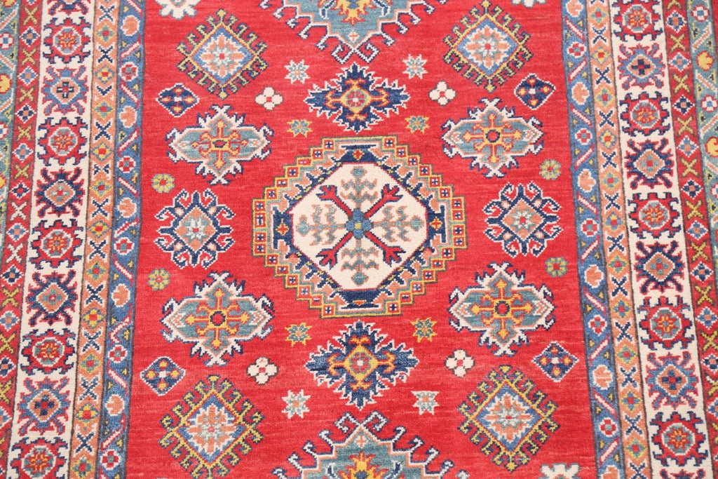 Vegetable Dye Geometric Kazak Oriental Area Rug 4x6