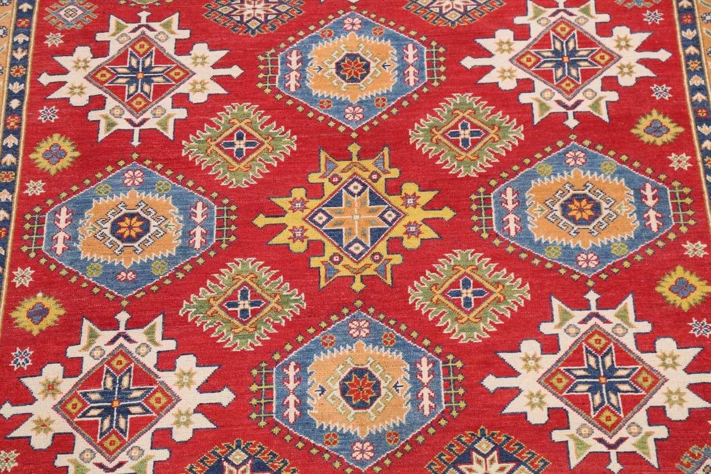 Vegetable Dye Geometric Kazak Oriental Area Rug 8x10