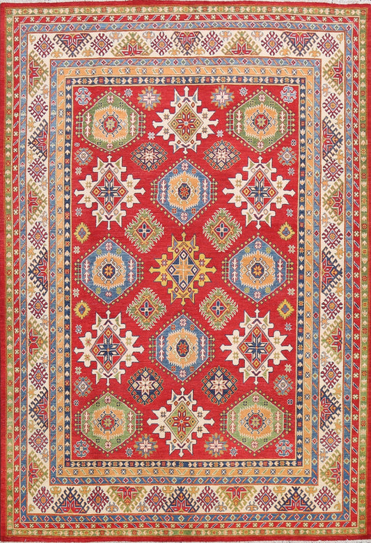 Vegetable Dye Geometric Kazak Oriental Area Rug 8x10