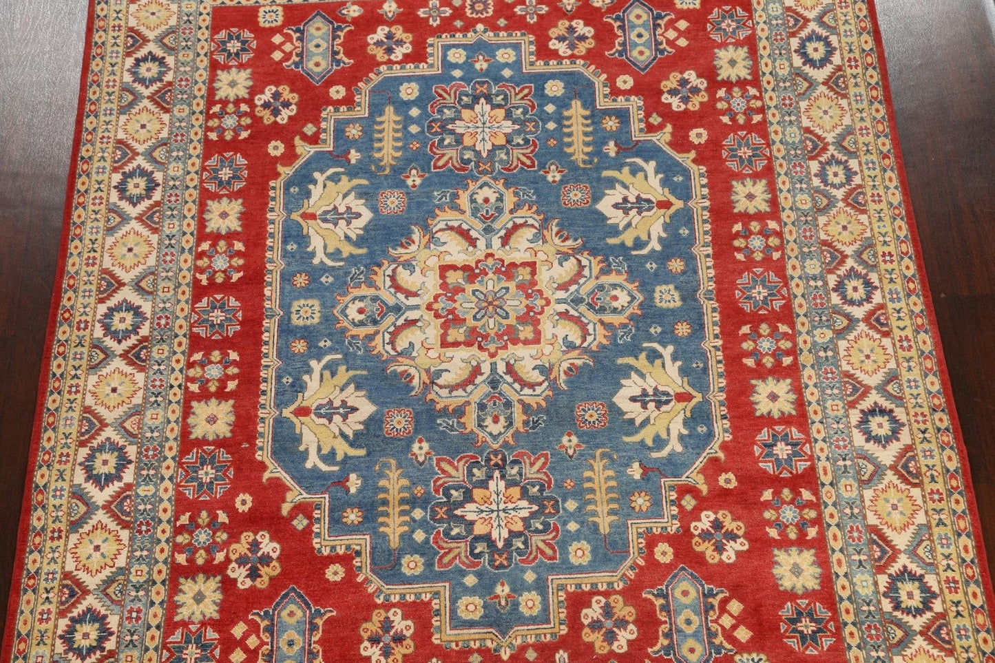 Vegetable Dye Geometric Kazak Oriental Area Rug 8x10