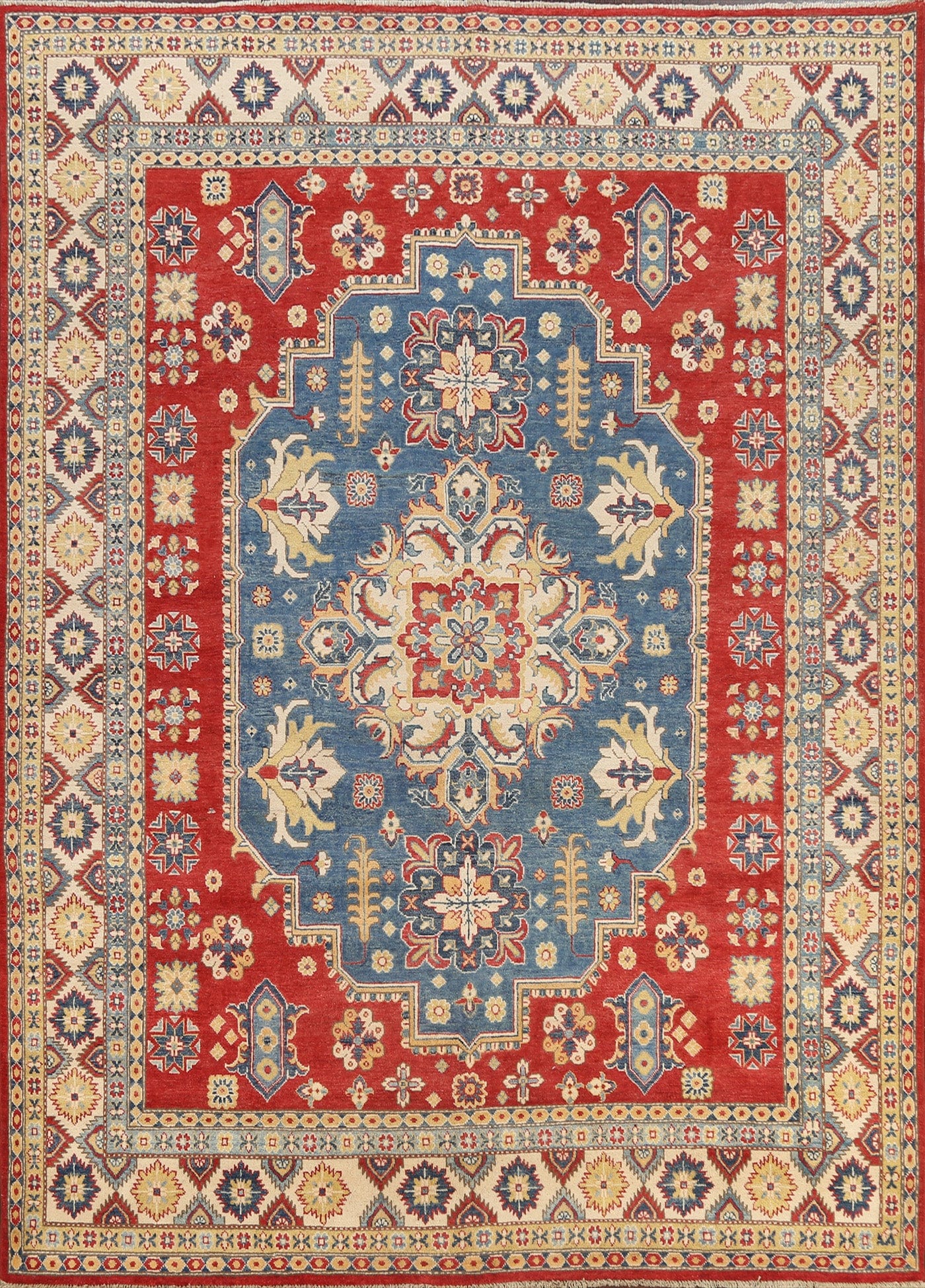 Vegetable Dye Geometric Kazak Oriental Area Rug 8x10