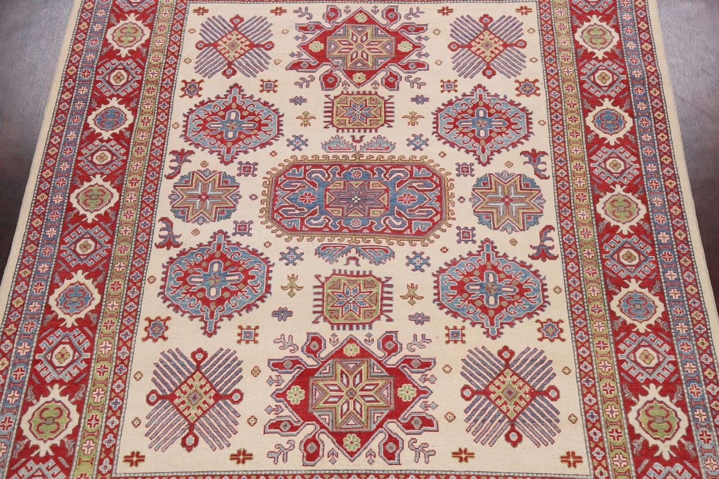 Vegetable Dye Geometric Kazak Oriental Area Rug 8x10