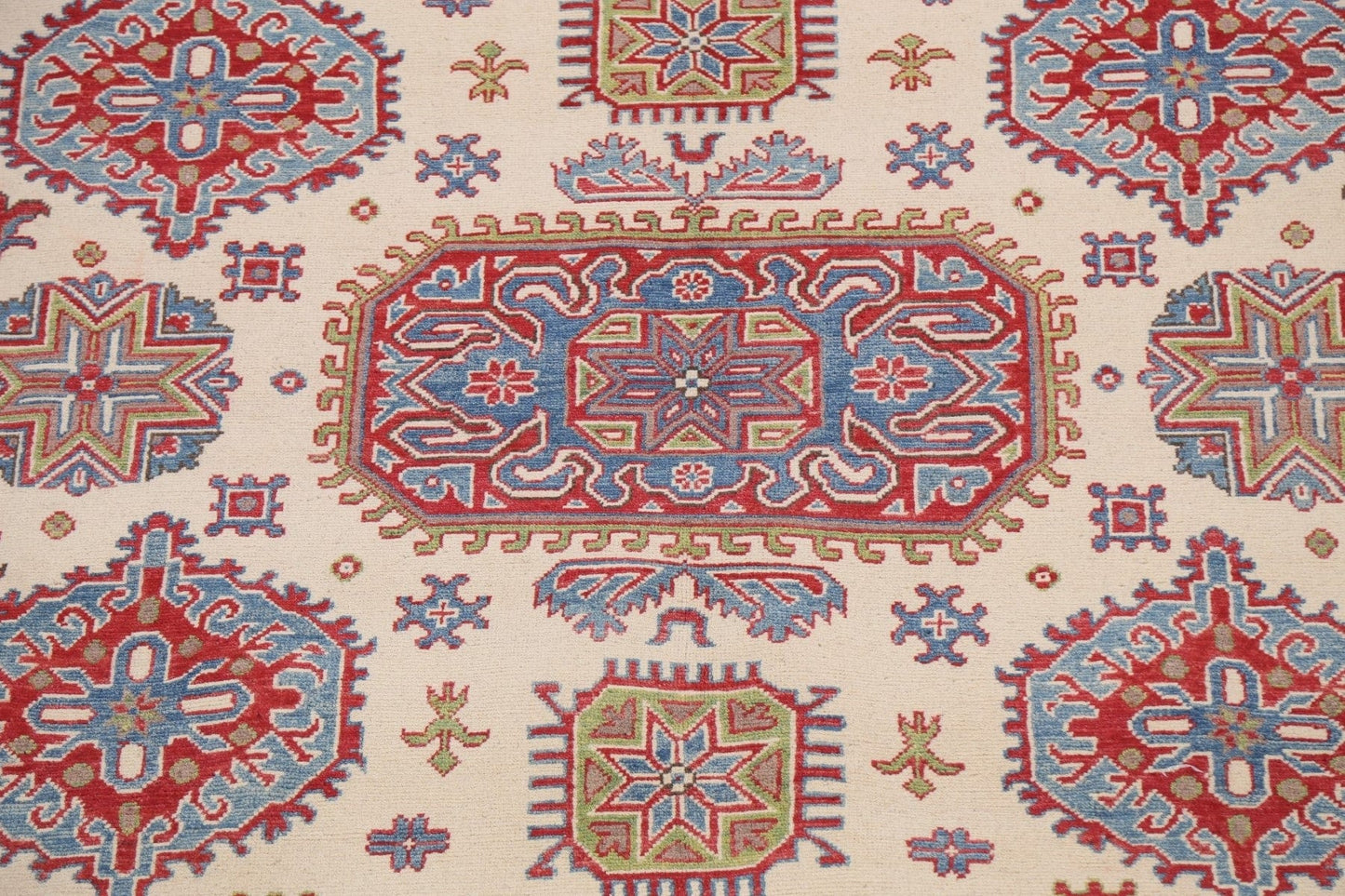 Vegetable Dye Geometric Kazak Oriental Area Rug 8x10