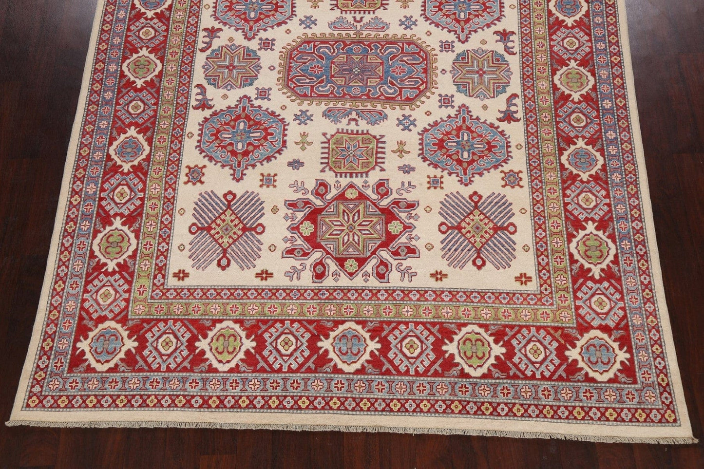 Vegetable Dye Geometric Kazak Oriental Area Rug 8x10